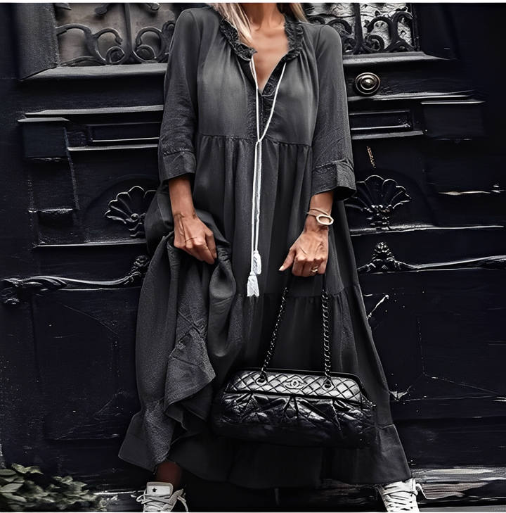 Irénée Comfortable Long Denim Dress for Women, view 3 - Elena Harper
