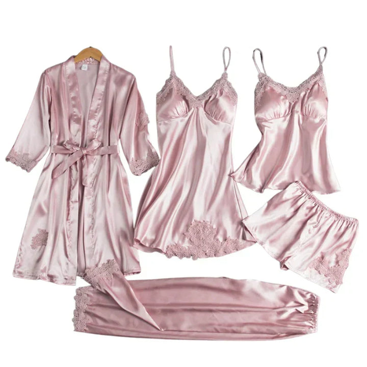 Audrey 5 Piece Satin Set, view 2 - Elena Harper