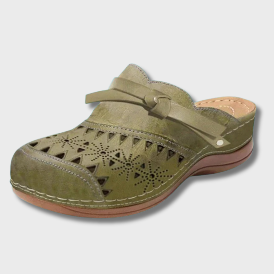Nicolina Flat orthopedic mules with cut-out design, view 6 - Elena Harper