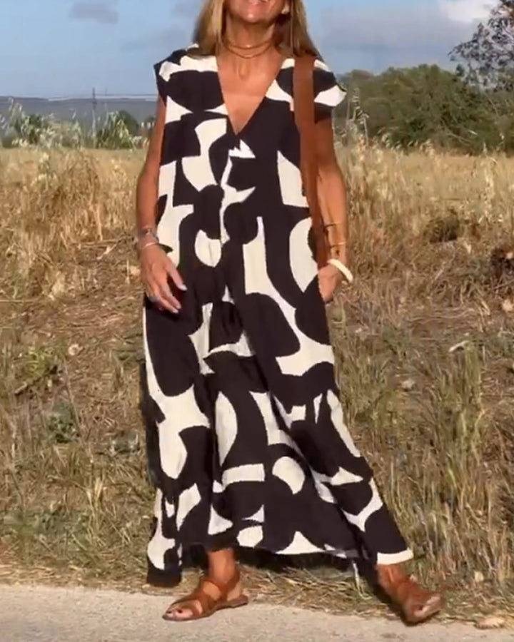 Sarinya Printed Dress With V-Neck - Elena Harper