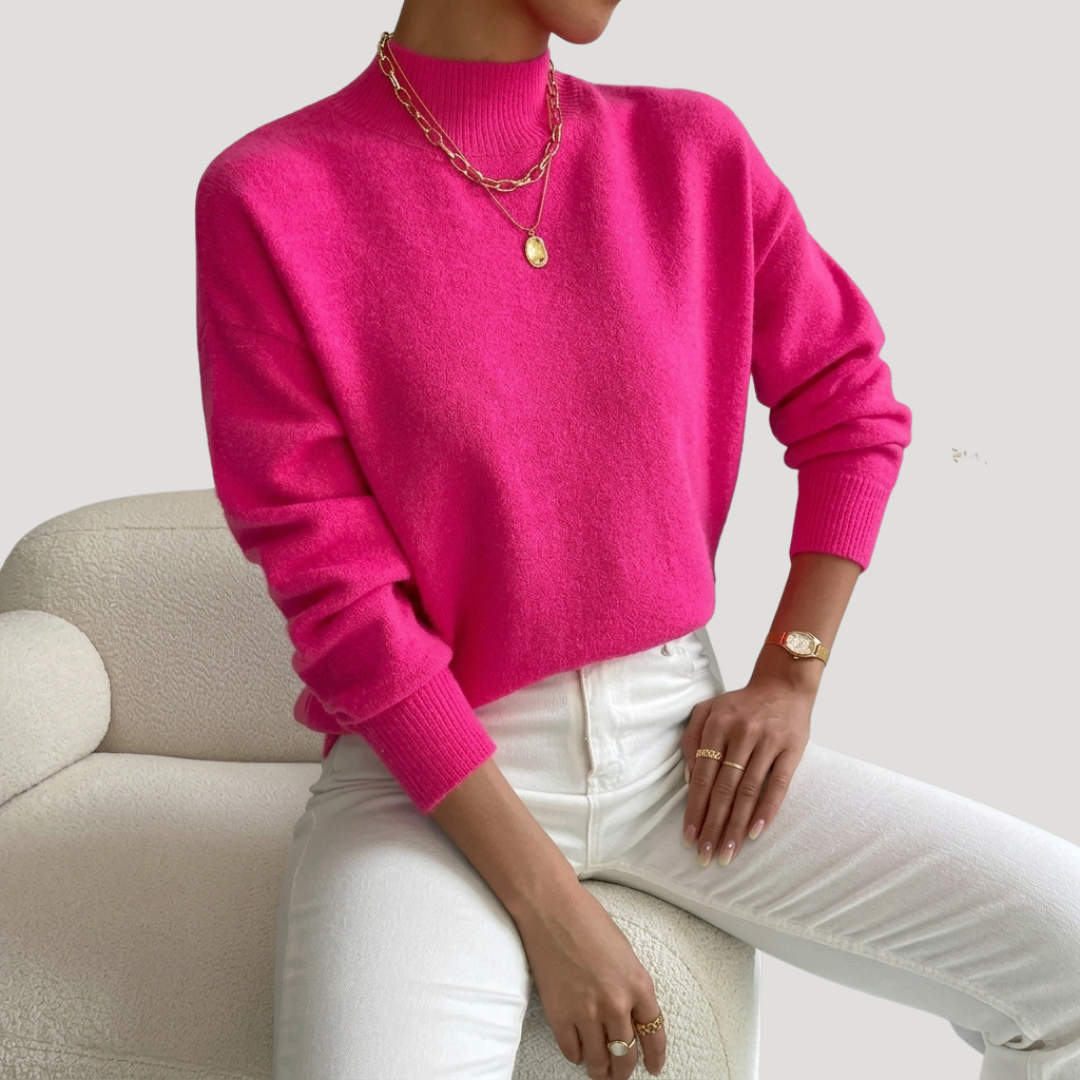 Women's High Neck Sweater with Long Sleeves