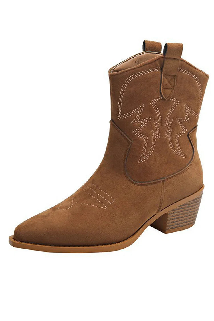 Ellie | Pointed Western Ankle Boot