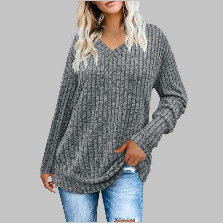 Women's V-Neck Sweater with Long Sleeves