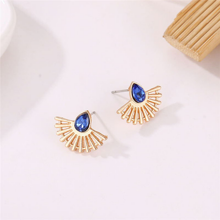Art Deco Fan Earrings Boho Jewelry, view 3 - Elena Harper