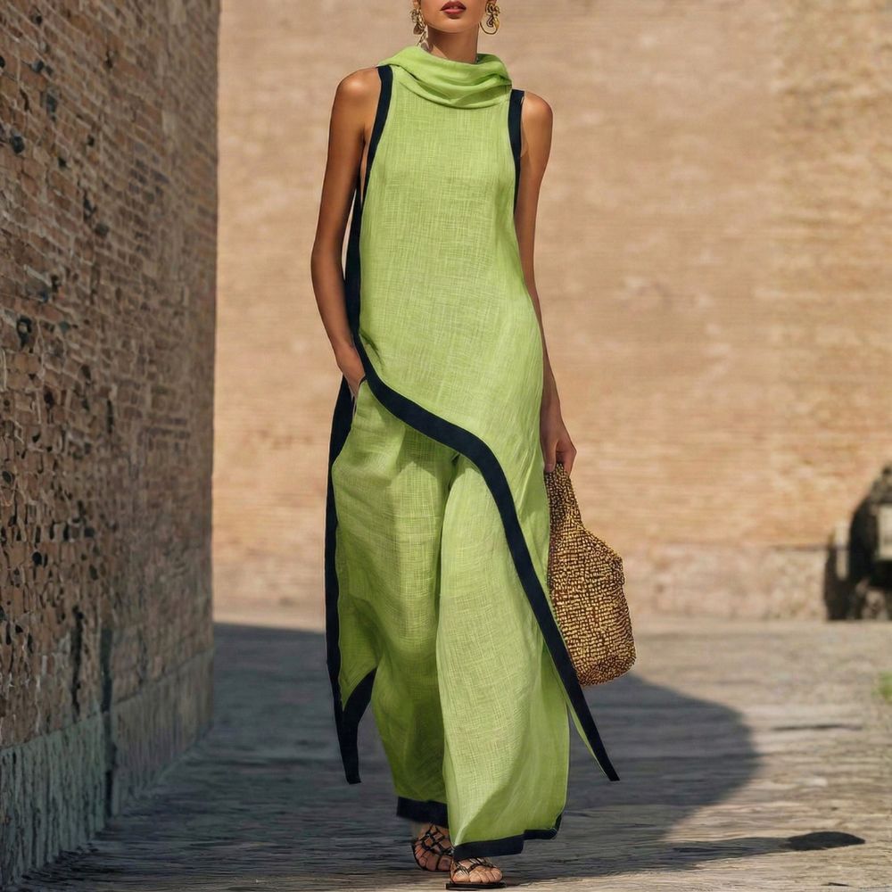 ASYMMETRICAL LINEN SET FOR WOMEN