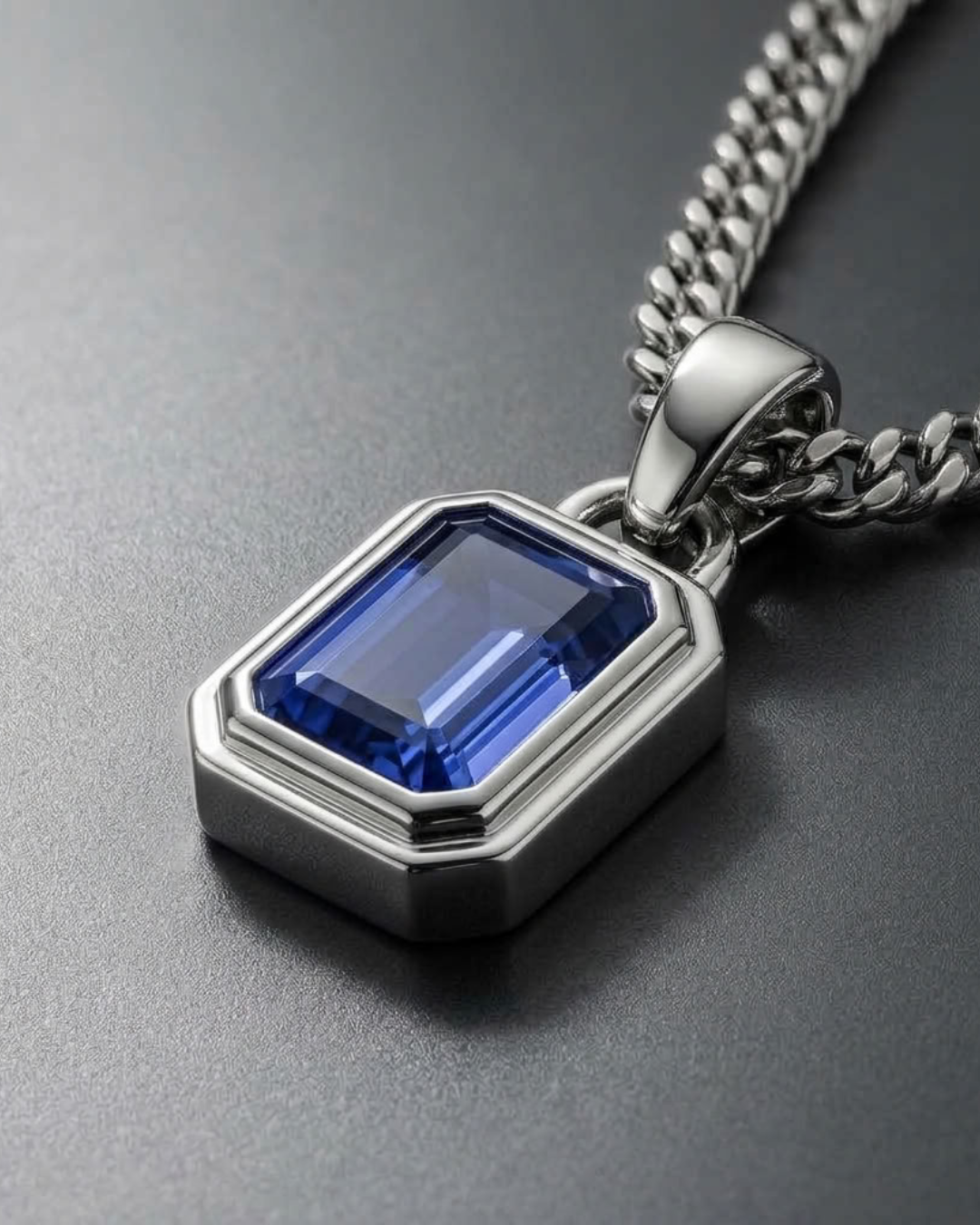 Gemstone Pendant Stainless Steel Chain For Men