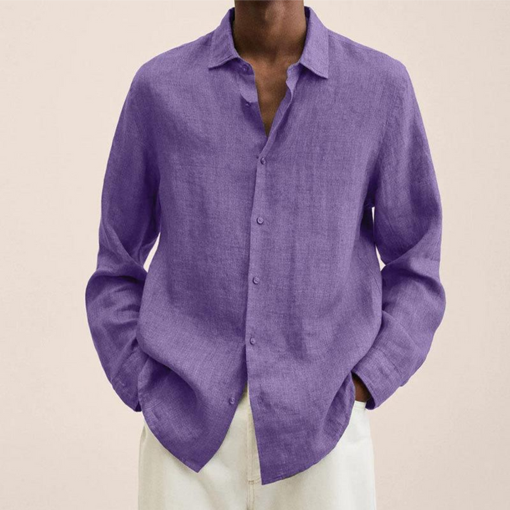 Men's Long-Sleeve Button-Up Shirt - Versatile & Stylish