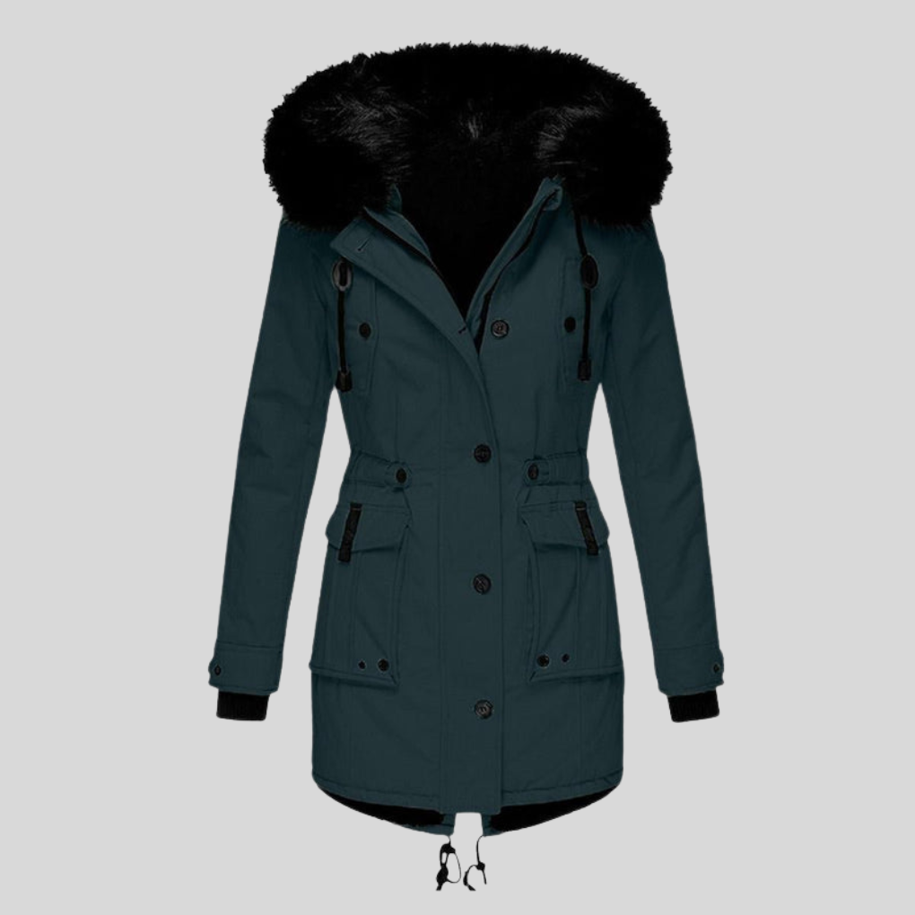 Women’s Winter Hooded Coat Functional Layer with Pockets, view 3 - Elena Harper