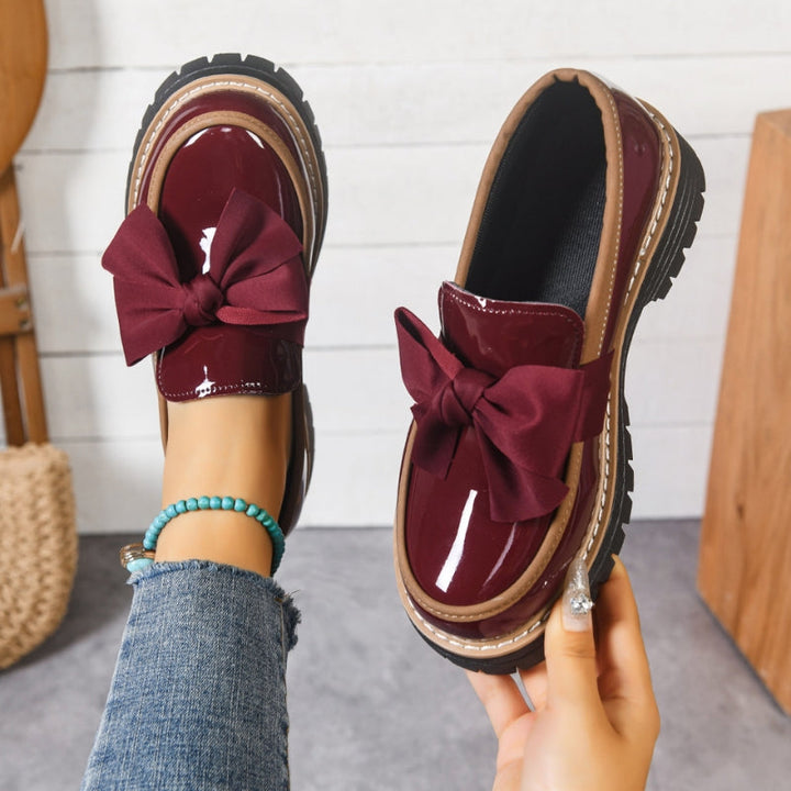 Shiny Loafers with Bow, view 6 - Elena Harper