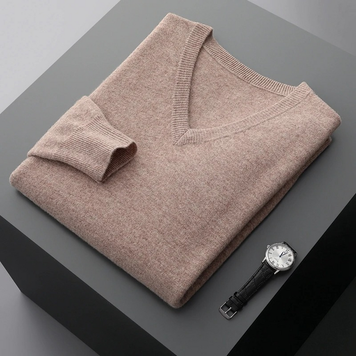 Men's Soft V-Neck Knit Sweater for All-Season Comfort