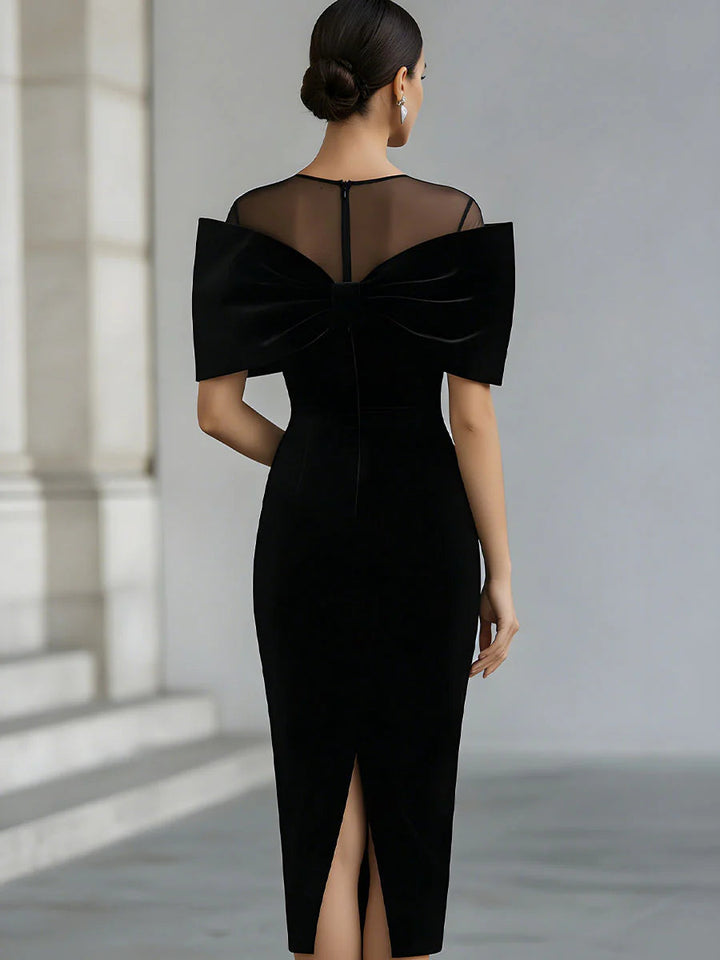 Raina Elegant Suede Midi Dress - Elena Harper