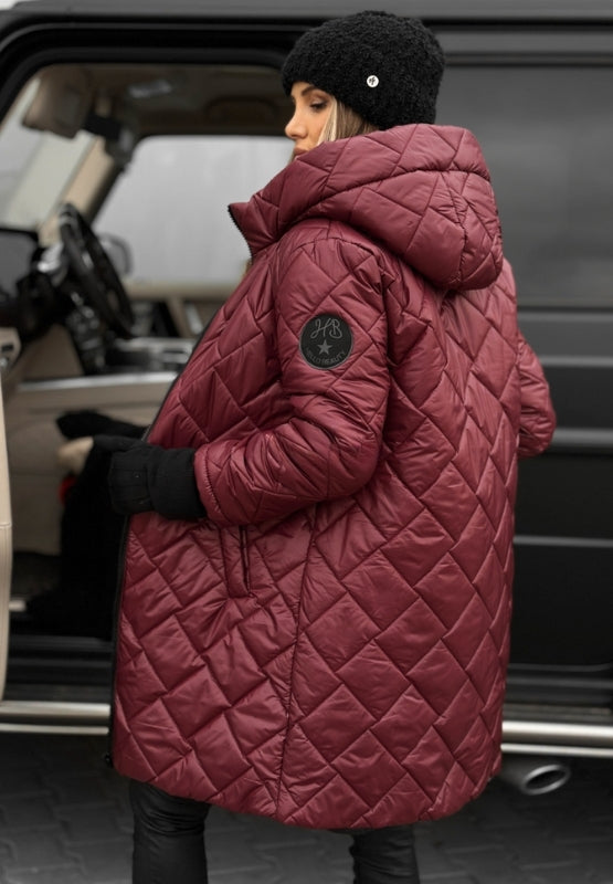 Women's Diamond Quilted Jacket with Hood – Stylish & Comfortable