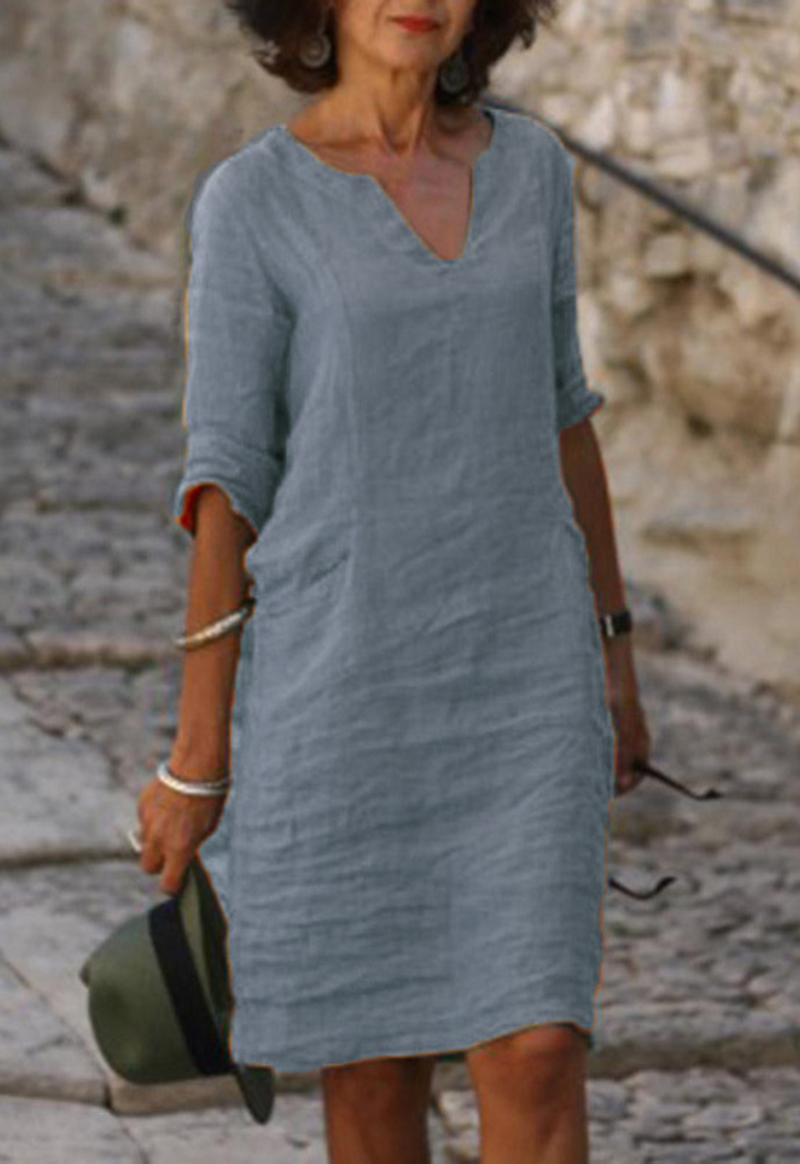 Elvy Sleek V-Neck Dress - Elena Harper