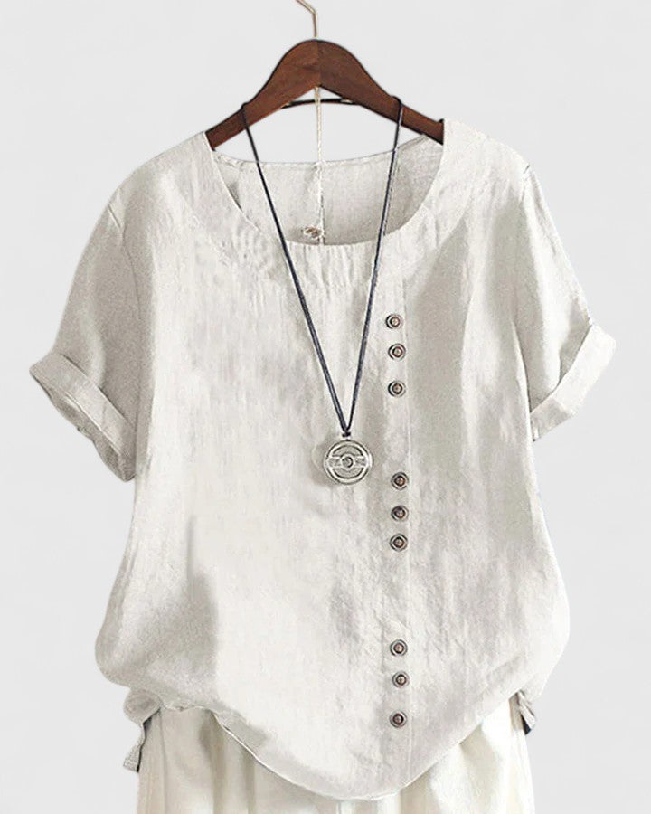 Elisavie Comfortable Short Sleeve Blouse - Elena Harper