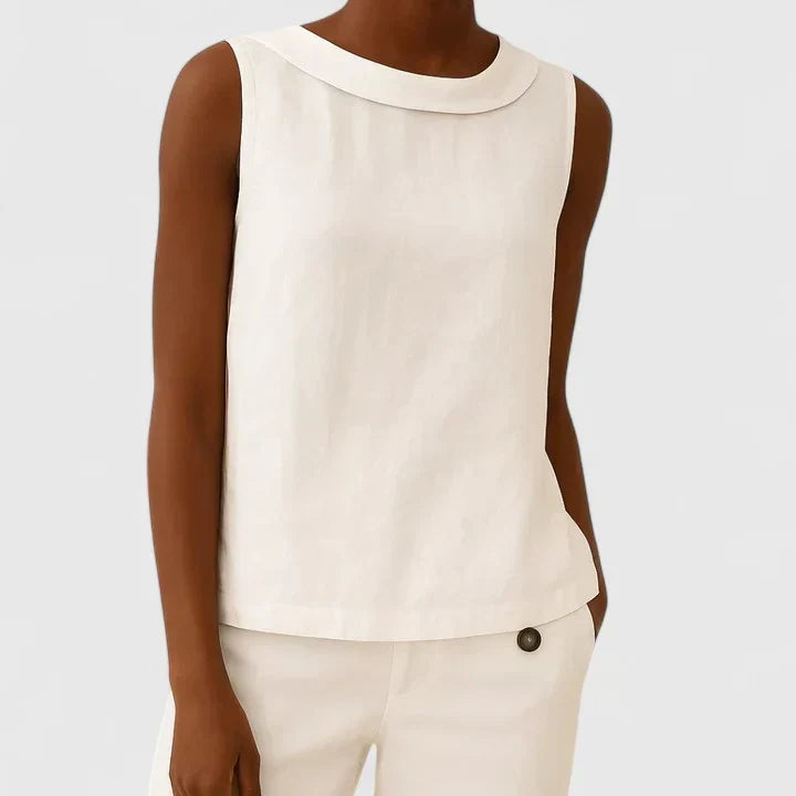 Anastine Elegant Top with Roll Collar - Elena Harper