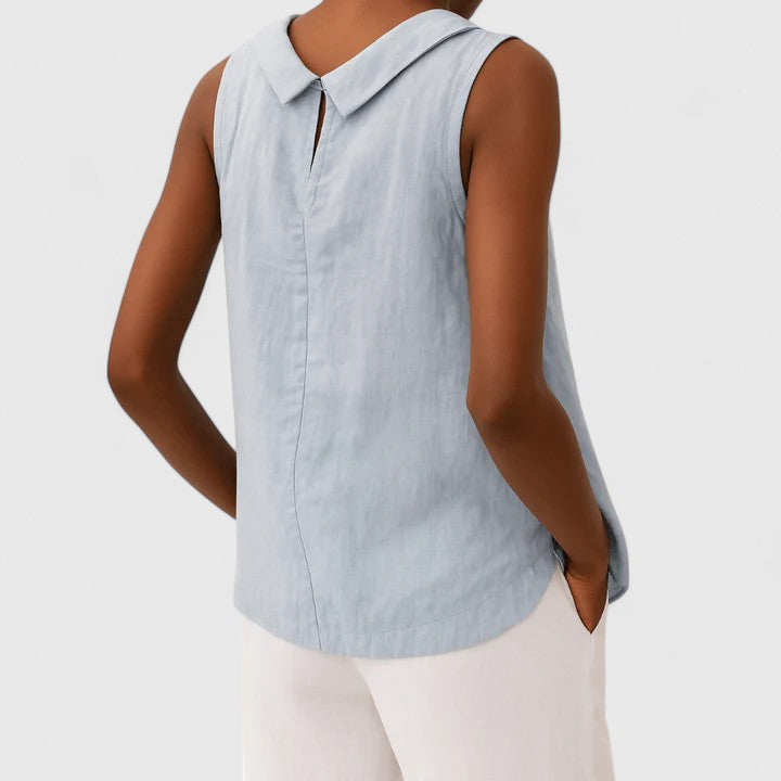 Anastine Elegant Top with Roll Collar - Elena Harper