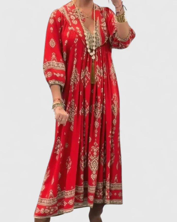 Claire Bohemian V-neck Maxi Dress - Elena Harper