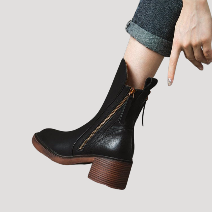 Women’s Block Heel Side Zip Ankle Boots