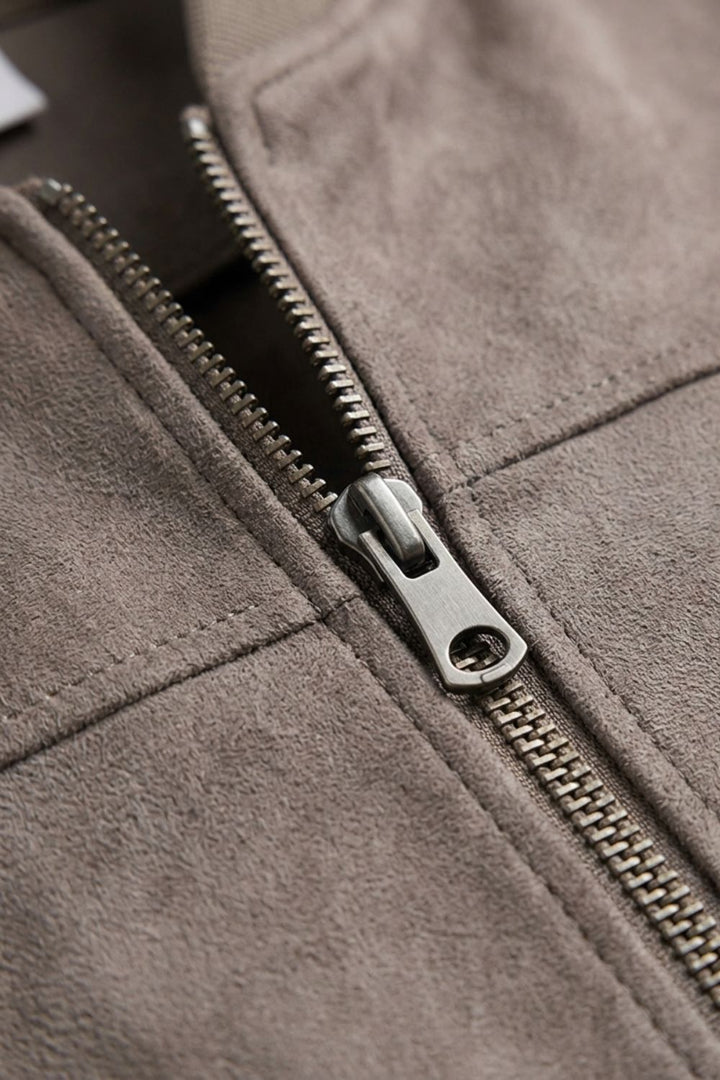 Men's Jacket with Zipper and Stand-Up Collar