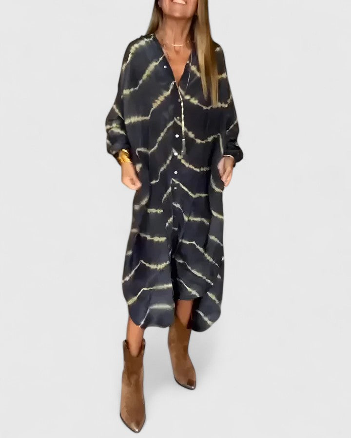 Amelie Elegant Boho Striped Maxi Dress - Elena Harper