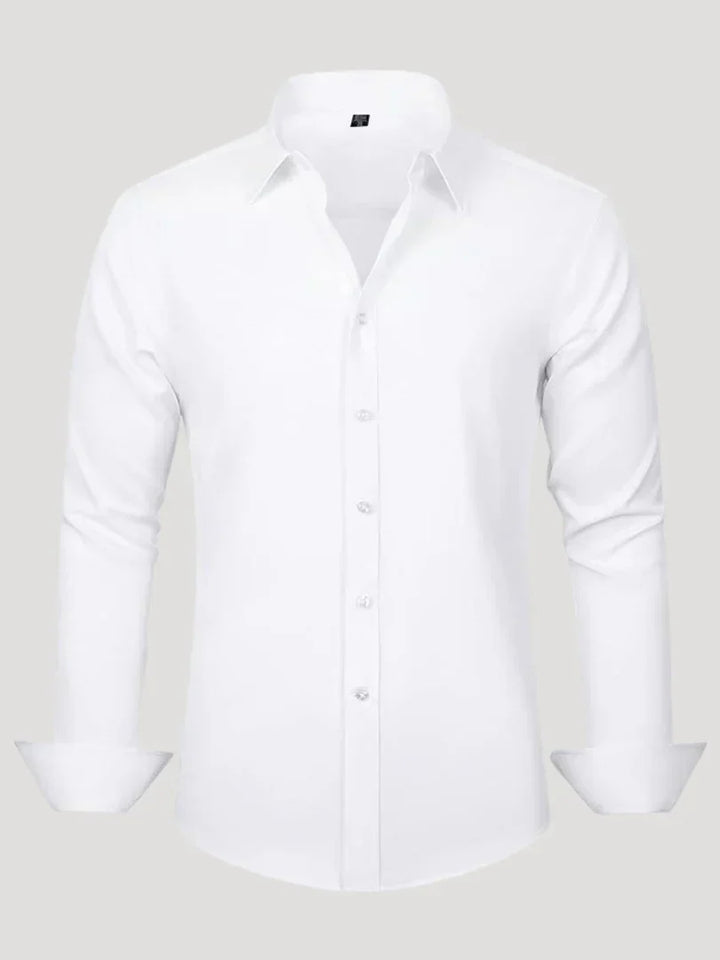 Bordon Non-Iron Stretch Shirt with Button Placket, view 8 - Elena Harper