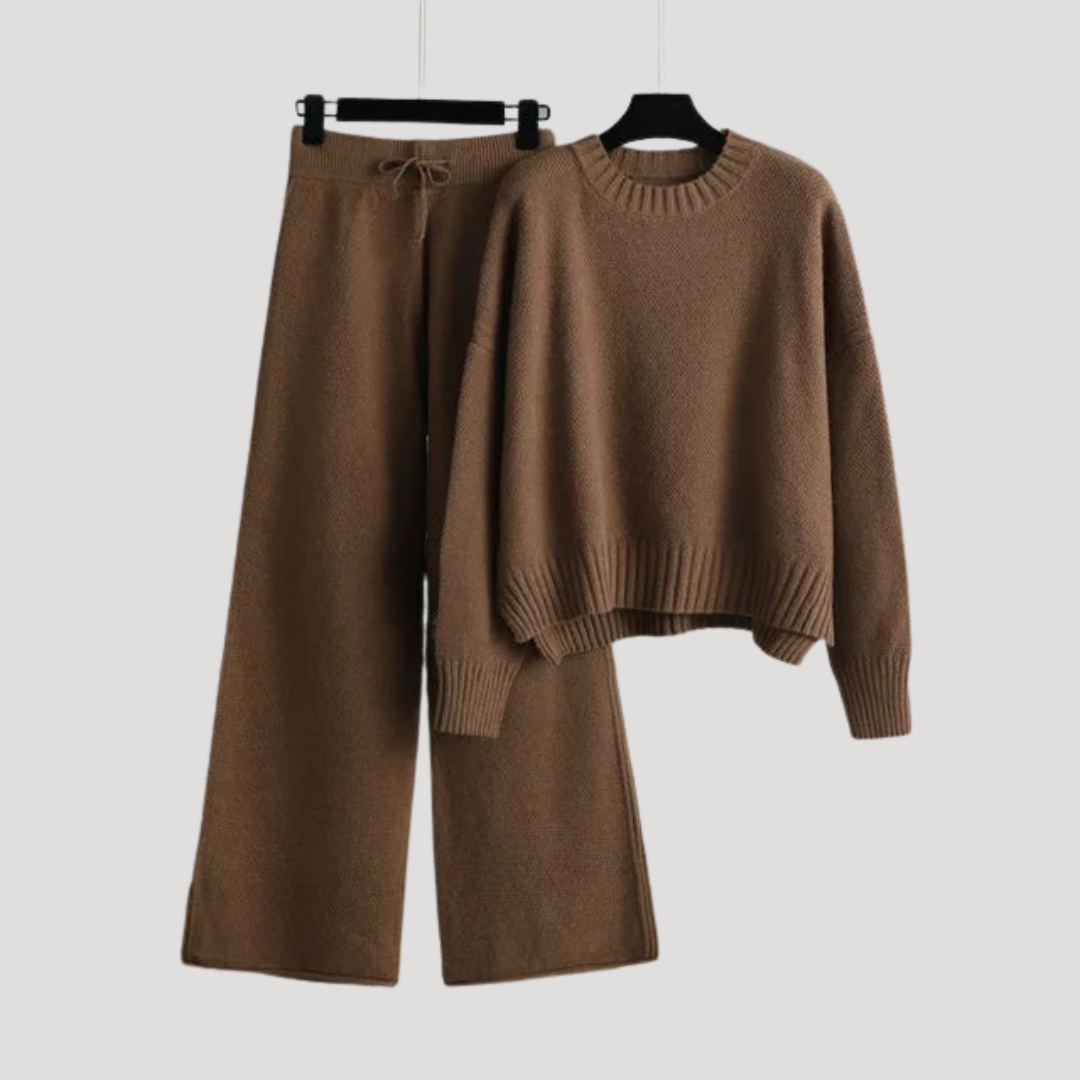 Women's Knit Set: Sweater and Wide-Leg Pants, view 6 - Elena Harper