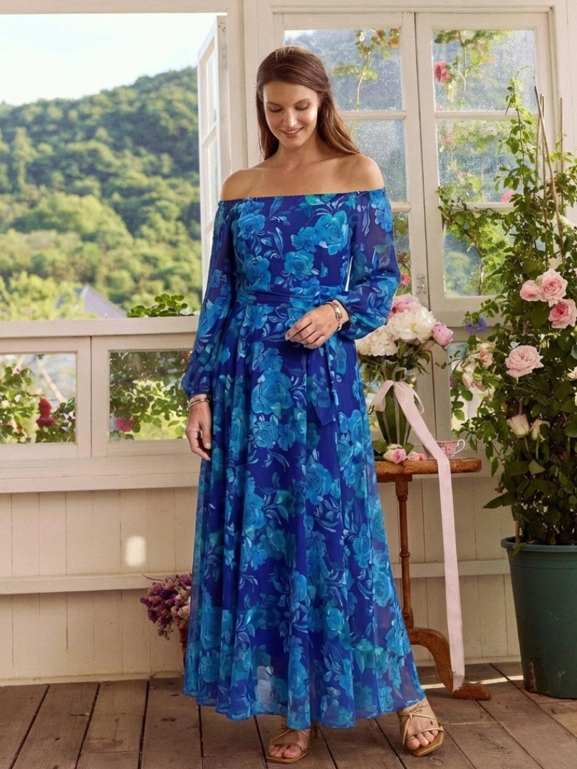 Aspen Off Shoulder Floral Maxi Dress - Elena Harper