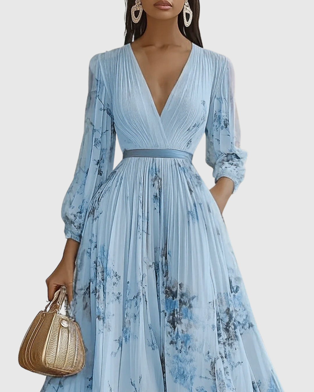 Rowella Elegant Pleated Maxi Dress - Elena Harper