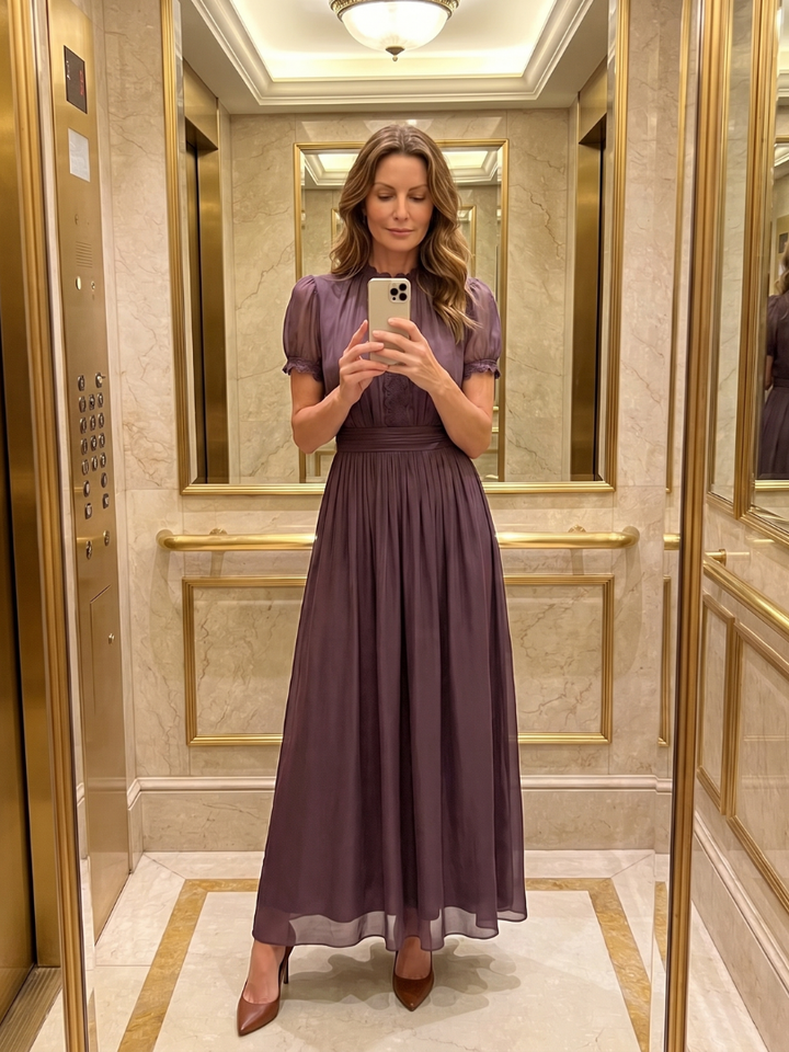Elia Gathered Waist Keyhole Maxi Dress - Elena Harper