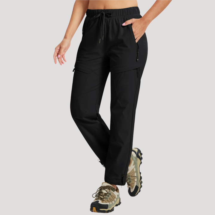 Women's Elastic Waist Cargo Pants with Drawstring