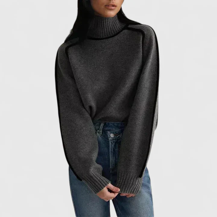 Chic Batwing Sleeve Sweater with High Collar