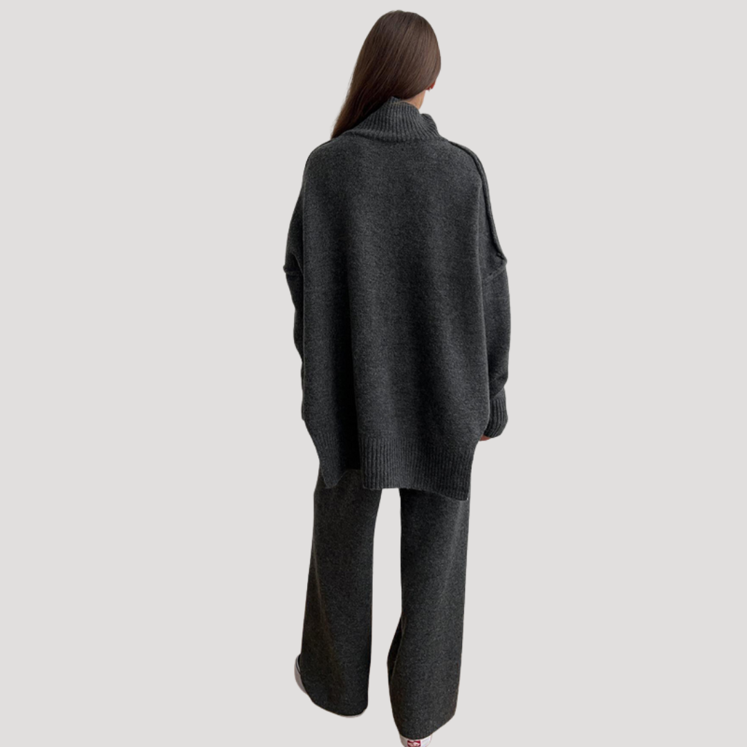 Women's Oversized Knit Sweater and Wide Leg Pants Set