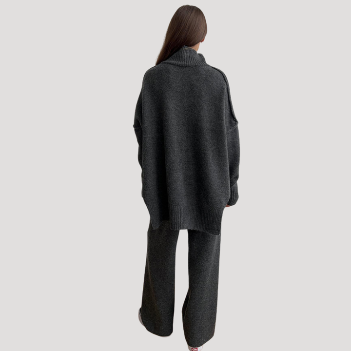 Women's Oversized Knit Sweater and Wide Leg Pants Set