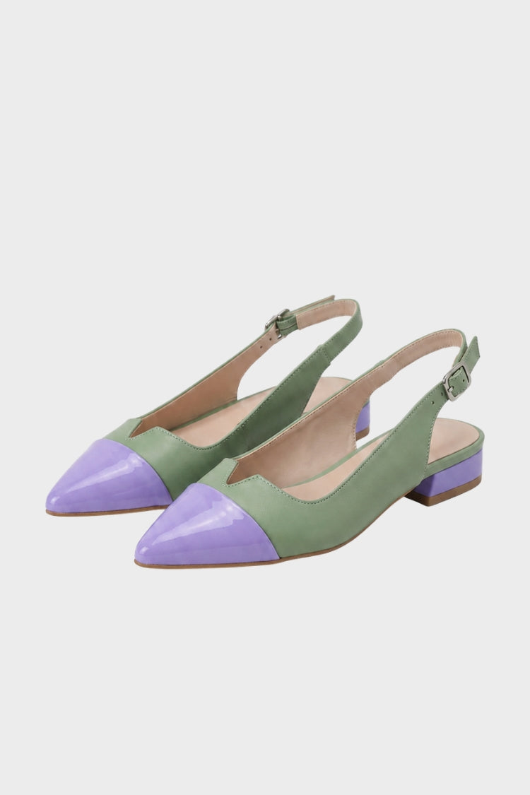 Women's Pointed Slingback Pumps | Two-Tone Front