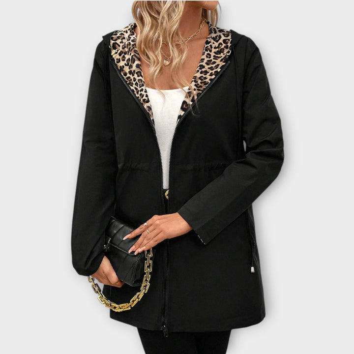 Reversible Coat with Hood and Leopard Print - Elena Harper