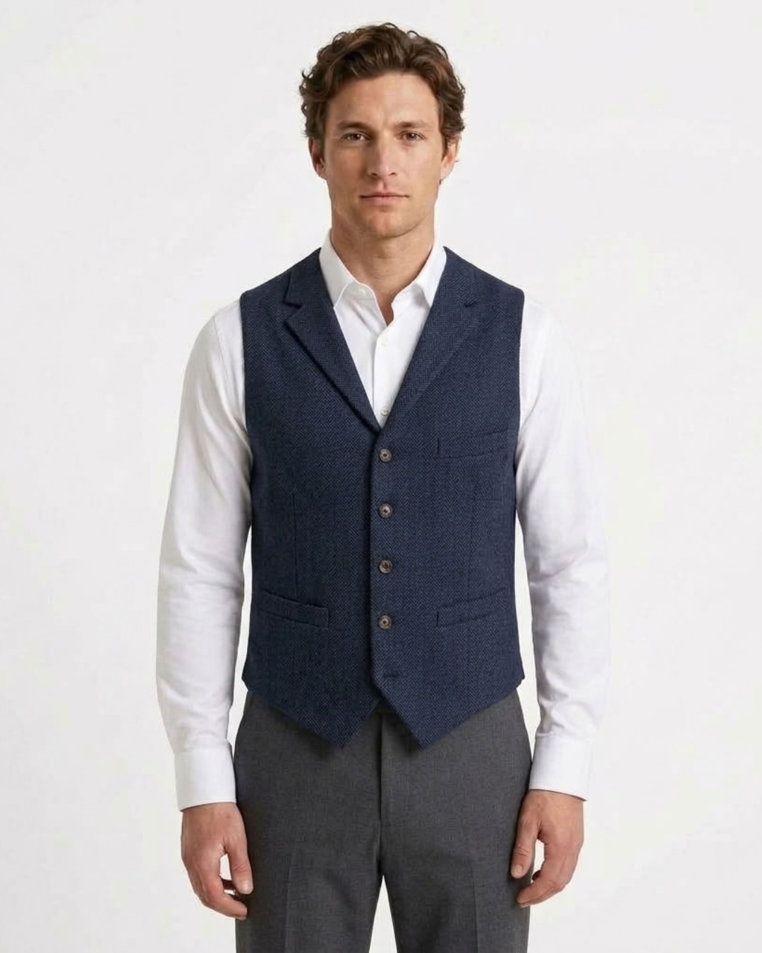 Men's Chevron Patterned Fitted Vest