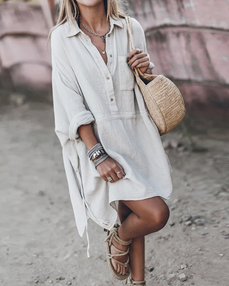 Dalia Chic Shirt Dress in Cotton Blend - Elena Harper