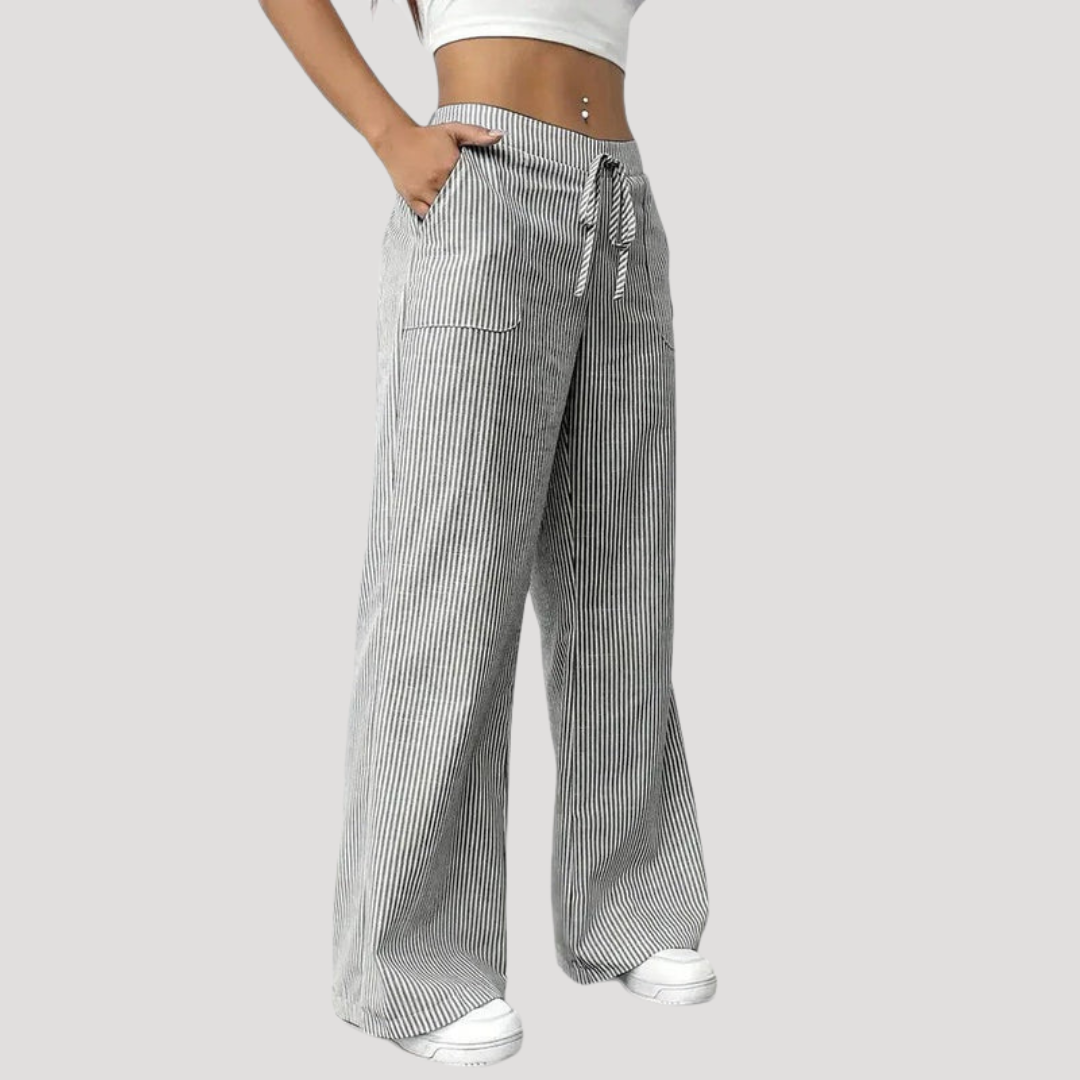 Women's Casual Wide Leg Striped Pants