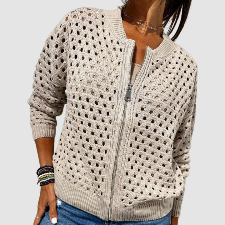 Gerlinde Airy Knit Jacket with Zipper - Elena Harper