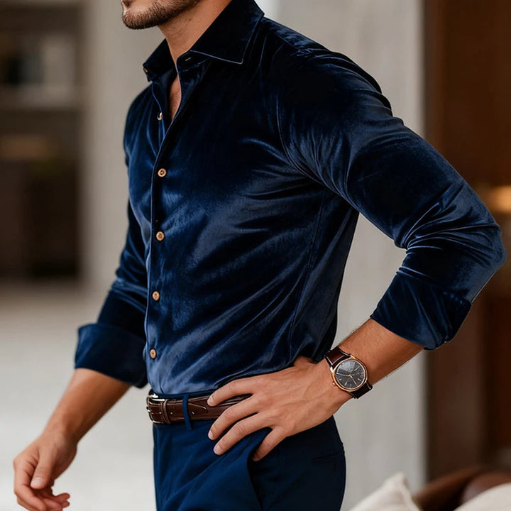 Classic Velvet Shirt for Men - Elena Harper