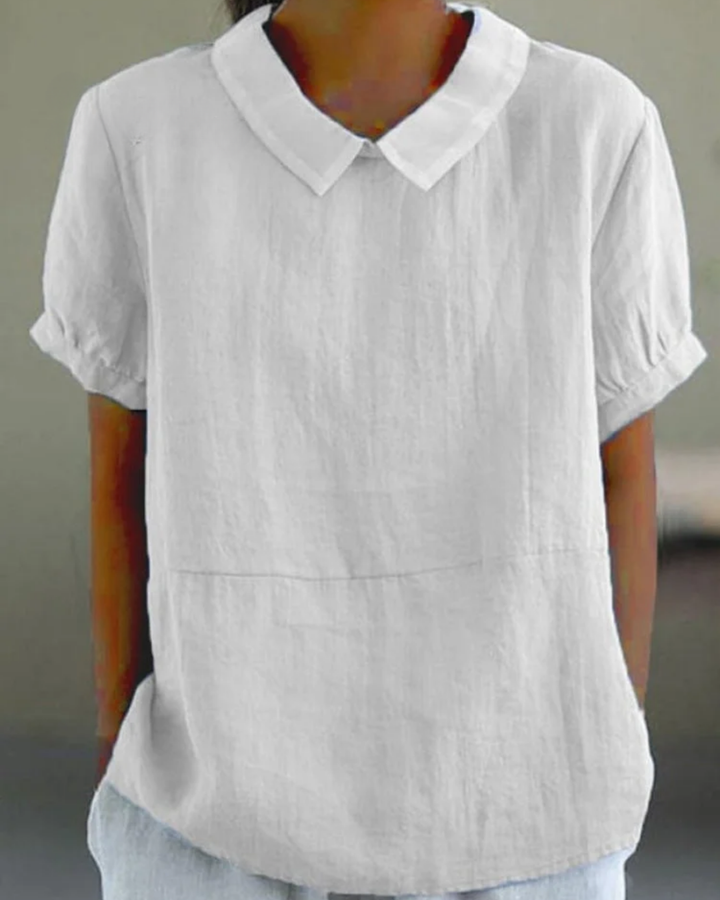 Beatrix - Retro Floral Cotton-Linen Shirt