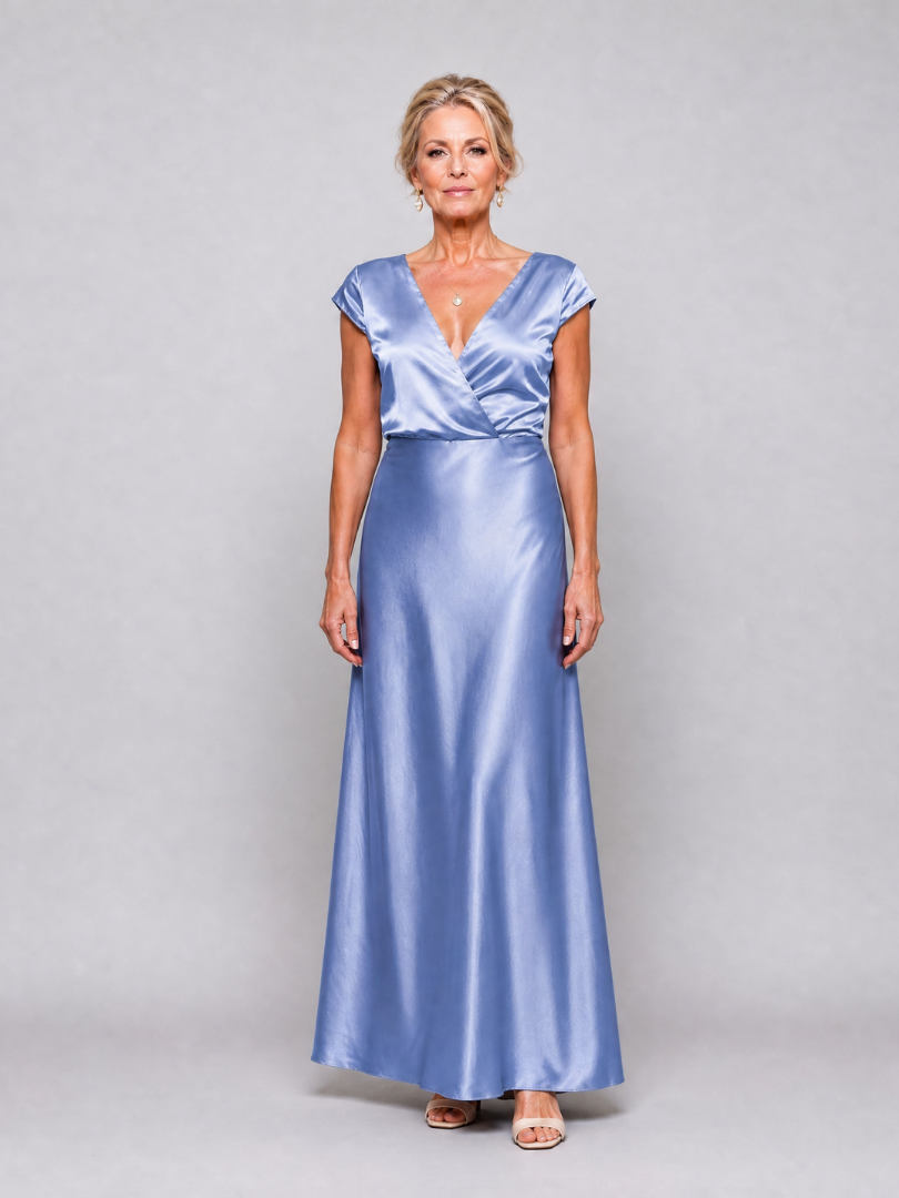 Samouse Cap Sleeve Wrap Bodice Maxi Dress - Elena Harper