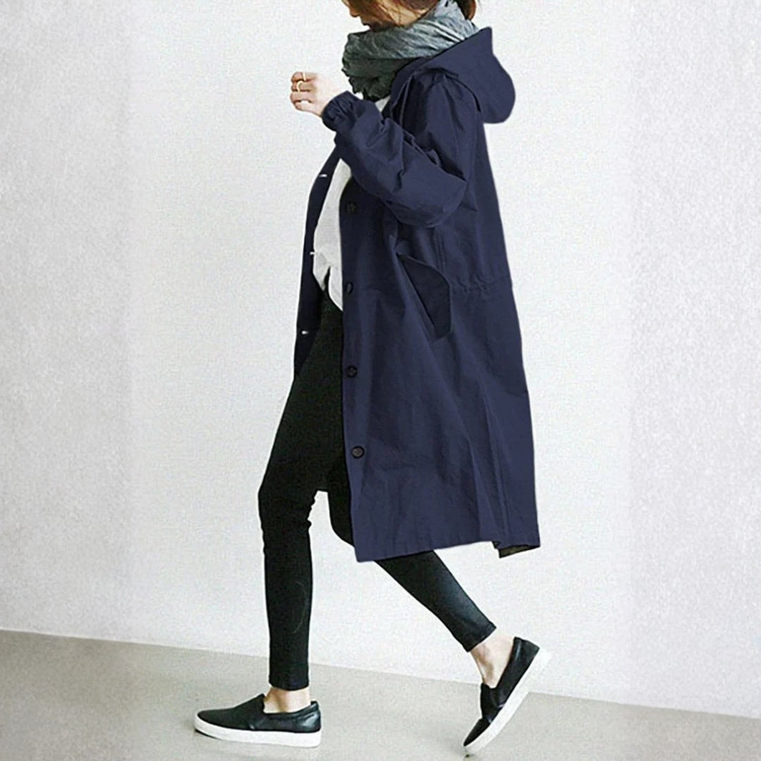 Edith | Women's Long Street Coat with Button Placket
