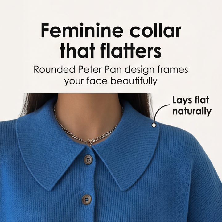 Collete Women's Soft Knit Cardigan with Peter Pan Collar - Elena Harper