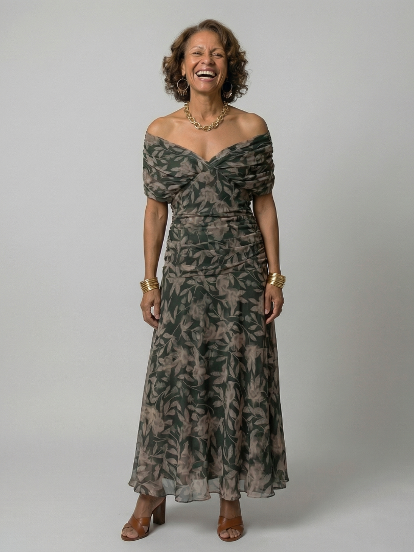 Calen Off Shoulder Flow Midi Dresses - Elena Harper
