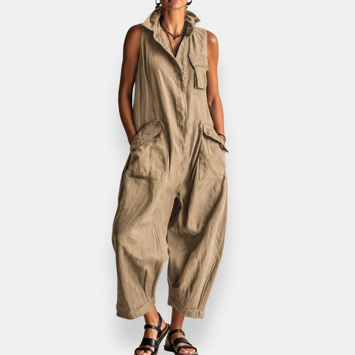 SLEEVELESS CARGO JUMPSUIT FOR WOMEN