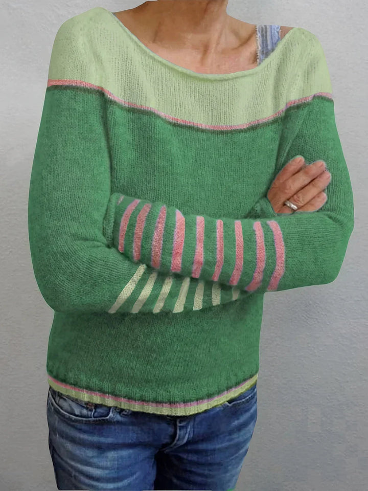 Talithia Striped Knit Sweater with Long Sleeves, view 6 - Elena Harper