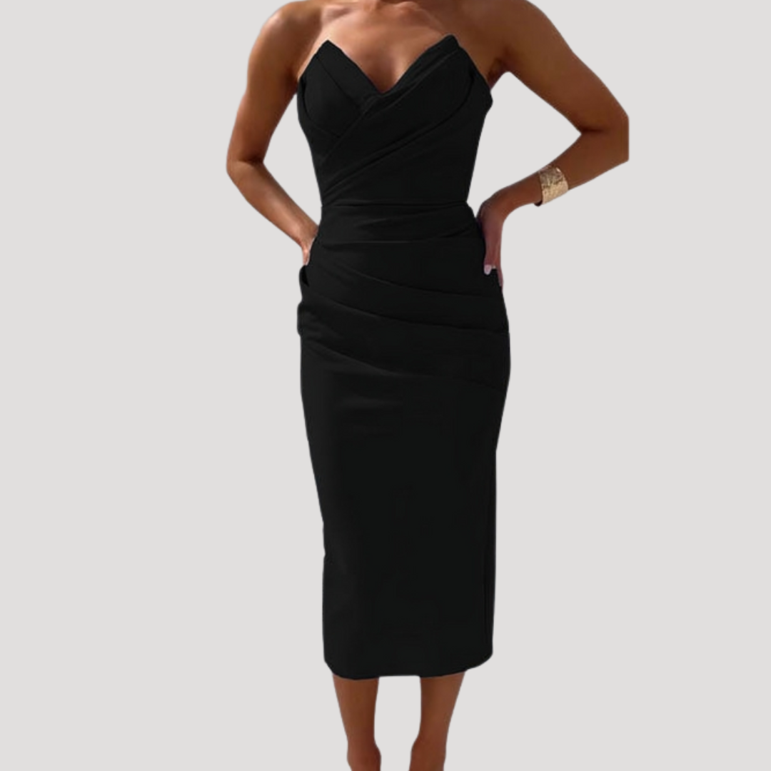 Elegant Strapless Midi Dress for Women