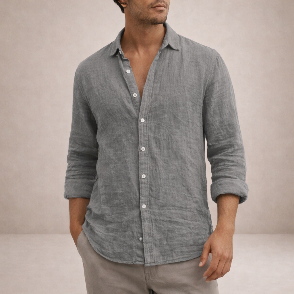 ELENA HARPER™  |  OPEN COLLAR LINEN SHIRT FOR MEN