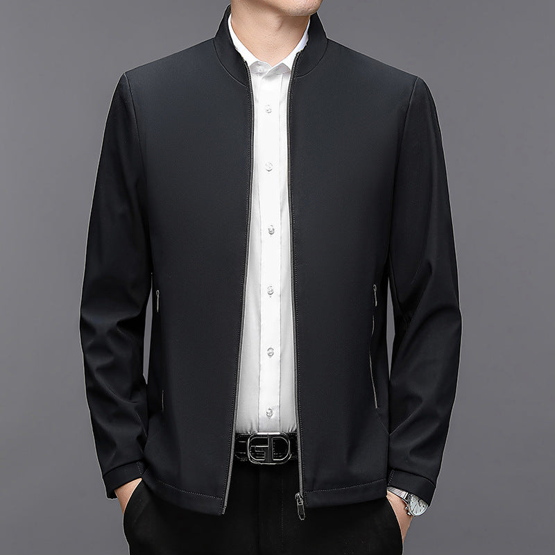 Lightweight Men's Jacket with High Collar and Side Pockets – Casual Bomber Ideal for Spring and Autumn